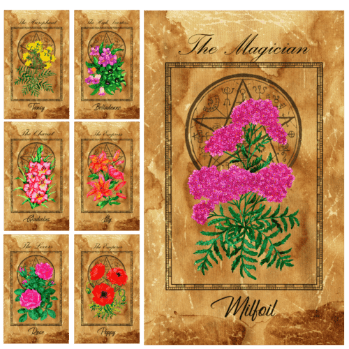 Enchanted Flowers Tarot Deck - 78 cards Full deck - digital download