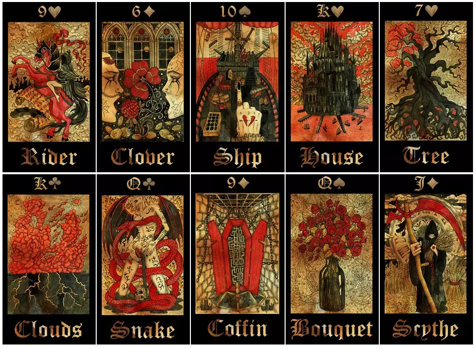 Gothic Mysteries Lenormand Exclusive Edition With Hand-Painted Wooden Box, Lim.E
