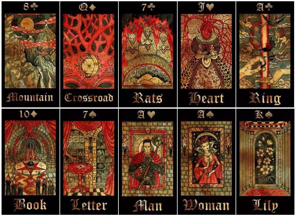 Gothic Mysteries Lenormand Exclusive Edition With Hand-Painted Wooden Box, Lim.E